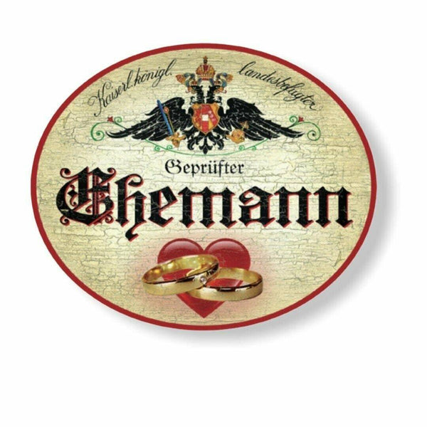 Kuk nostalgie holzschild geprüfter ehemann
