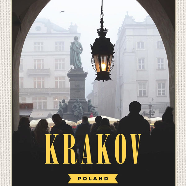 Schild Krakov Poland Krakau Polen Statue Stadt 12x18 20x30 30x40 Blech/Holz