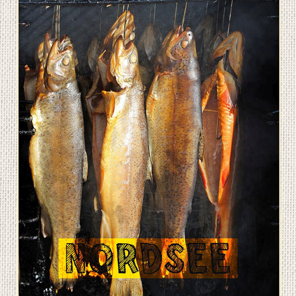 Schild Nordsee Küste Strand Fische Fang Meer D EU 12x18 20x30 30x40 Blech/Holz