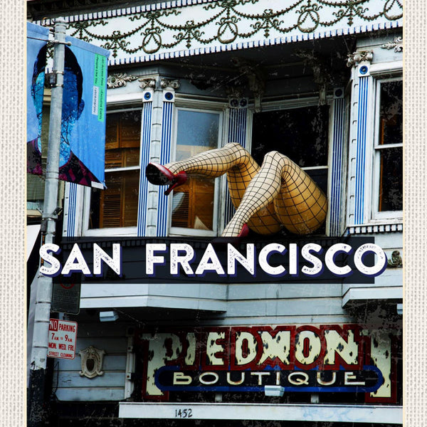 Schild San Francisco Boutique Gebäude Beine USA 12x18 20x30 30x40 Blech/Holz