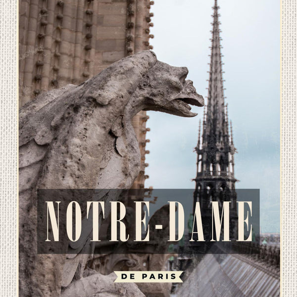 Schild Notre-Dame De France Frankreich Gargoyle 12x18 20x30 30x40 Blech od. Holz