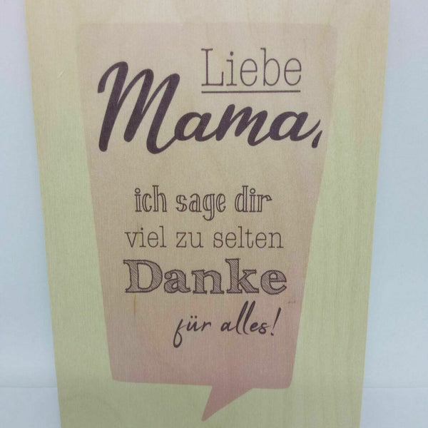 Nostalgie Holzpostkarte magnetisch "Liebe Mama..." Spruch s. Bild 14x10