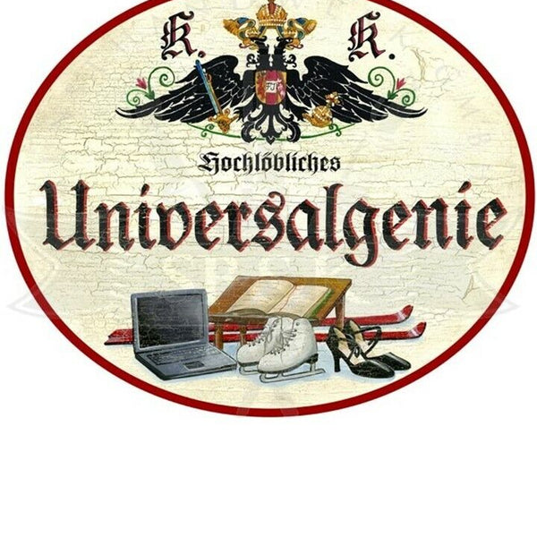 KuK Nostalgie Holzschild "Universalgenie Laptop"