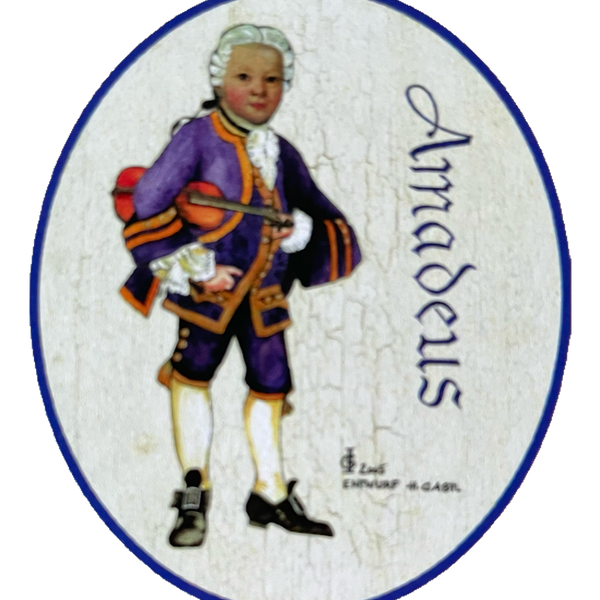 KuK Nostalgie Holzschild Amadeus Mozart Geige Musik Klassik Schild