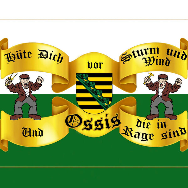 Schild Spruch Hüte dich vor Strum und Wind und Ossis die in Rage sind DDR JW