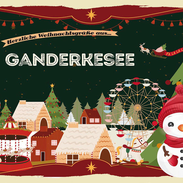 Schild Spruch Herzliche Weihnachtsgrüße aus Ganderkesee Comic Schneemann JW