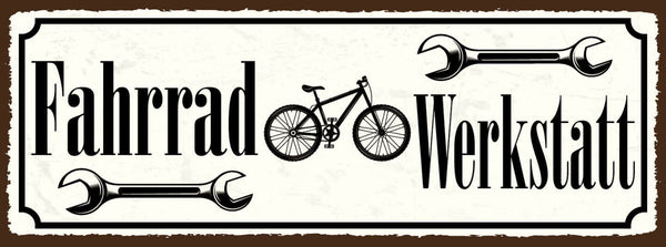Schild Fahrrad Werkstatt Mechaniker Reparatur Bastler Hobby 27x10 Blech od.Holz