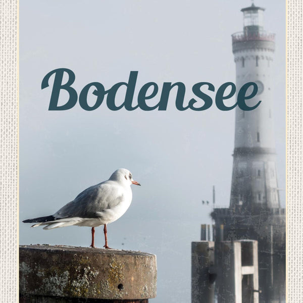 Schild Bodensee Möwe Leuchtturm D Ö CH 12x18 20x30 30x40 Blech od. Holz
