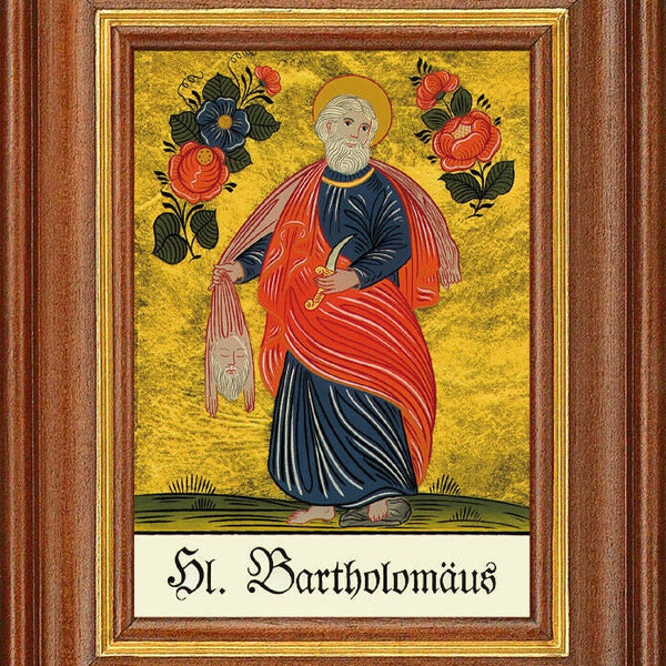 Hinterglasbild - hl. bartholomäus - patronatsbild taufe namenspatron 12,7x16 th