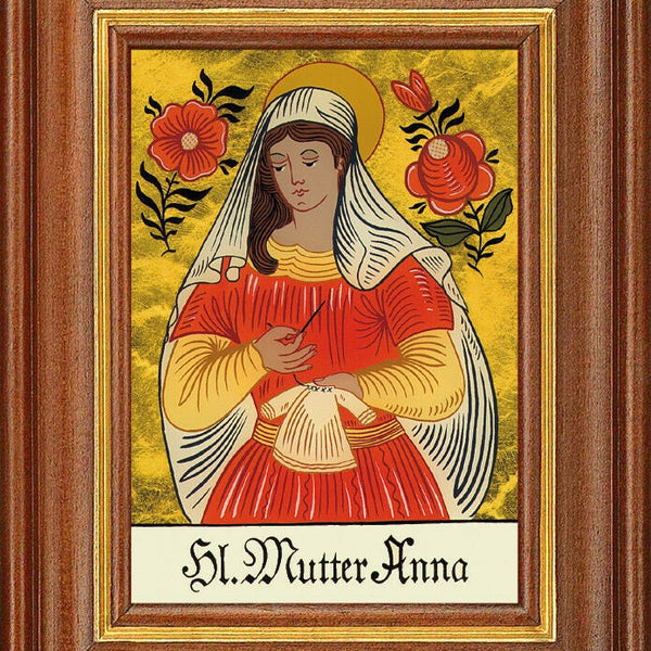 Hinterglasbild - hl. mutter anna - patronatsbild taufe namenspatron 12,7x16 th