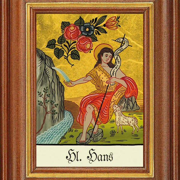 Hinterglasbild - heiliger hans - patronatsbild taufe namenspatron 12,7x16