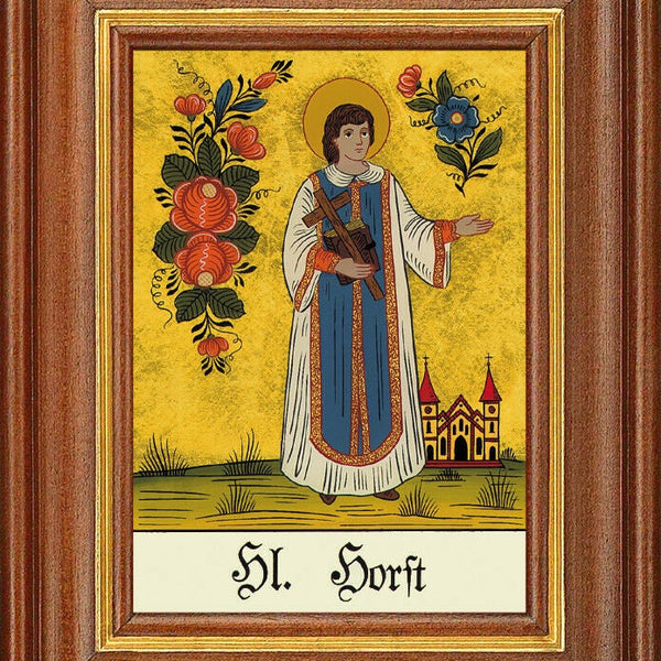 Hinterglasbild - heiliger horst - patronatsbild taufe namenspatron 12,7x16
