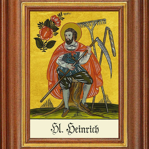 Hinterglasbild - hl.heinrich v. bozen - patronatsbild taufe namenspatron 12,7x16