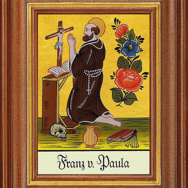 Hinterglasbild - franz von paula - patronatsbild taufe namenspatron 12,7x16