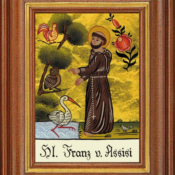 Hinterglasbild - hl. franz von assisi - patronatsbild taufe namenspatron 12,7x16