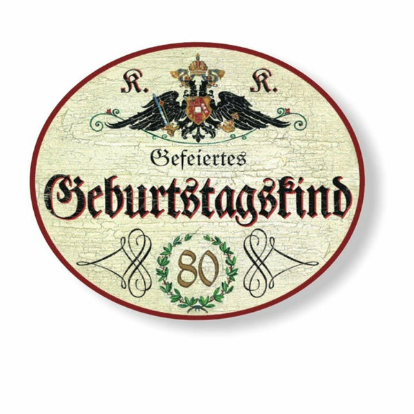 Kuk nostalgie holzschild gefeiertes geburtstagskind 80 jahre