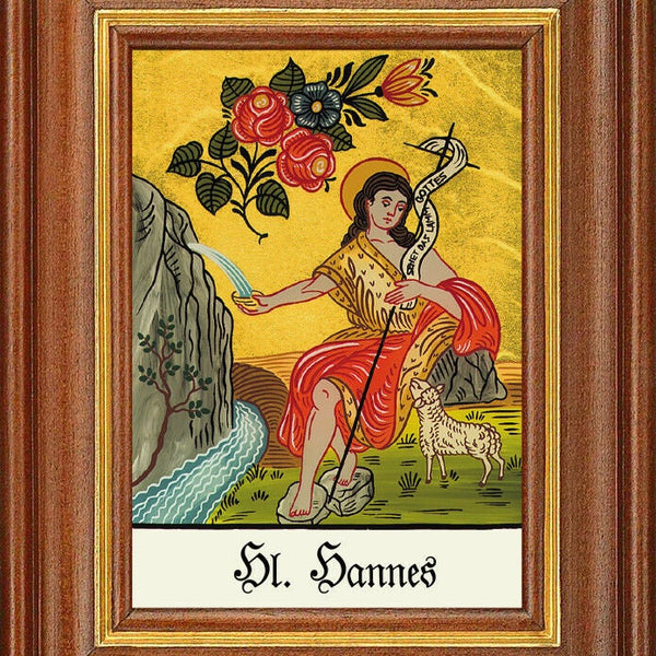 Hinterglasbild - heiliger hannes - patronatsbild taufe namenspatron 12,7x16