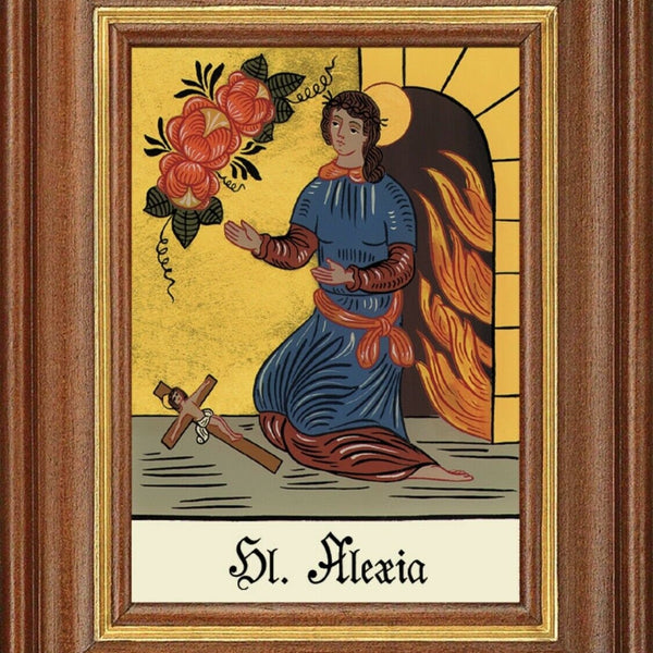 Hinterglasbild heilige alexia patronatsbild taufe namenspatron  12,7x16