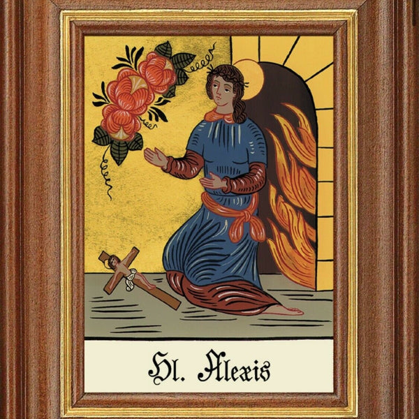 Hinterglasbild heilige alexis patronatsbild taufe namenspatron  12,7x16