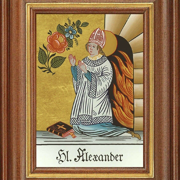 Hinterglasbild heiliger alexander patronatsbild taufe namenspatron  12,7x16
