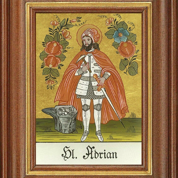 Hinterglasbild heiliger adrian patronatsbild taufe namenspatron  12,7x16