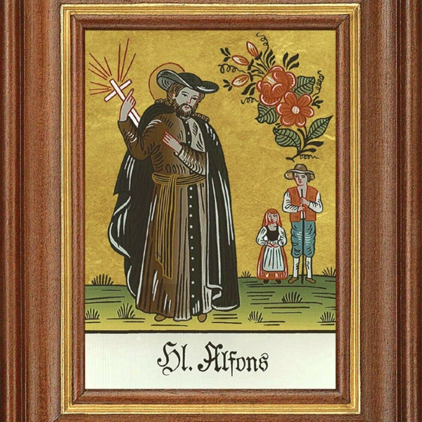 Hinterglasbild heiliger alfons patronatsbild taufe namenspatron  12,7x16
