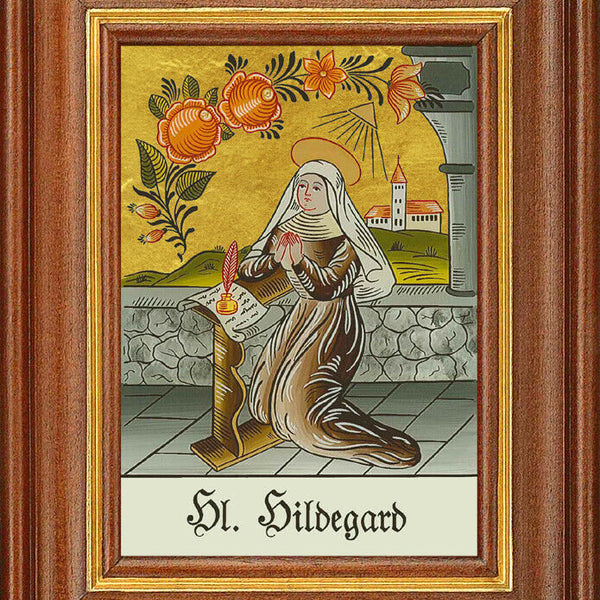 Hinterglasbild - heilige hildegard - patronatsbild taufe namenspatron 12,7x16
