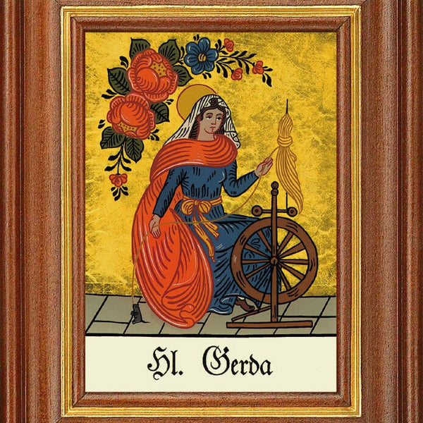 Hinterglasbild - heilige gerda - patronatsbild taufe namenspatron 12,7x16