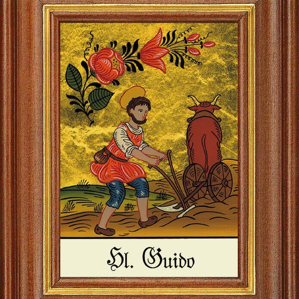 Hinterglasbild - heiliger guido - patronatsbild taufe namenspatron 12,7x16