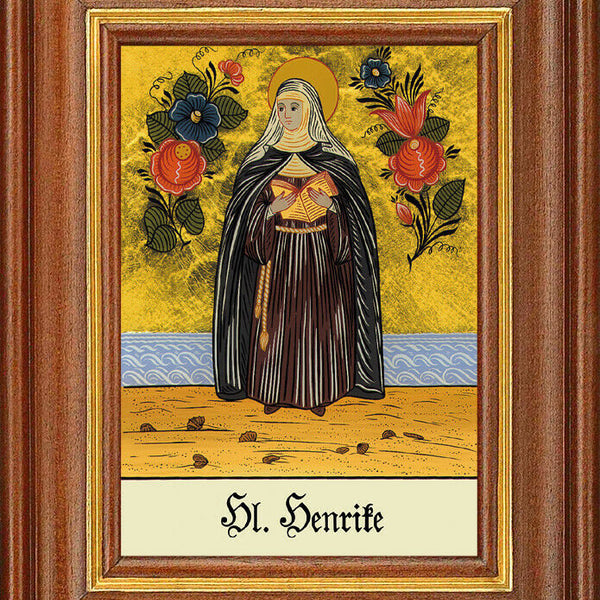 Hinterglasbild - heilige henrike - patronatsbild taufe namenspatron 12,7x16