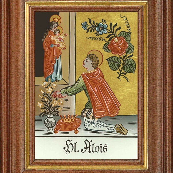 Hinterglasbild heiliger alois patronatsbild taufe namenspatron  12,7x16