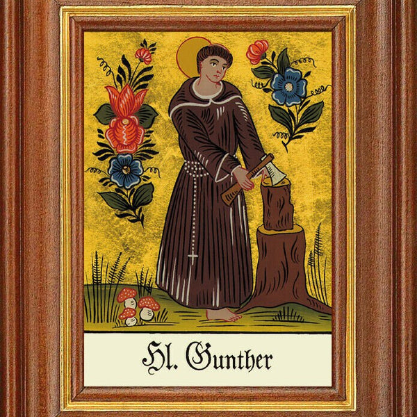 Hinterglasbild - heiliger gunther - patronatsbild taufe namenspatron 12,7x16