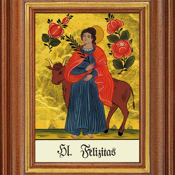 Hinterglasbild - heilige felizitas - patronatsbild taufe namenspatron 12,7x16