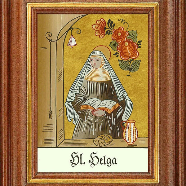 Hinterglasbild - heilige helga - patronatsbild taufe namenspatron 12,7x16