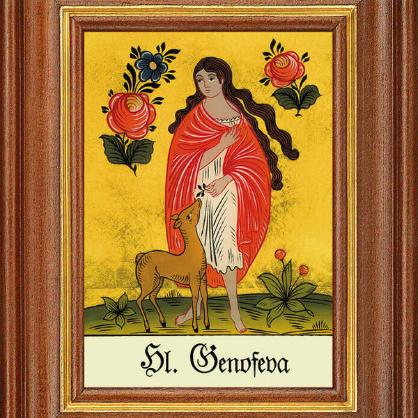 Hinterglasbild - heilige genofeva - patronatsbild taufe namenspatron 12,7x16