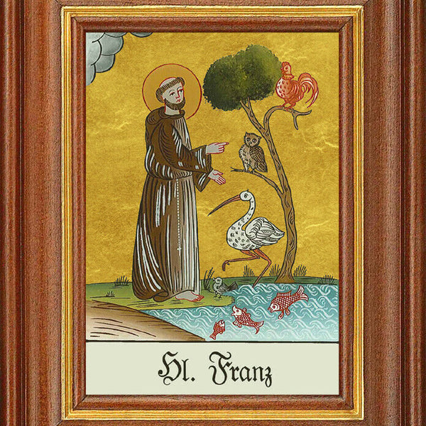 Hinterglasbild - heiliger franz - patronatsbild taufe namenspatron 12,7x16