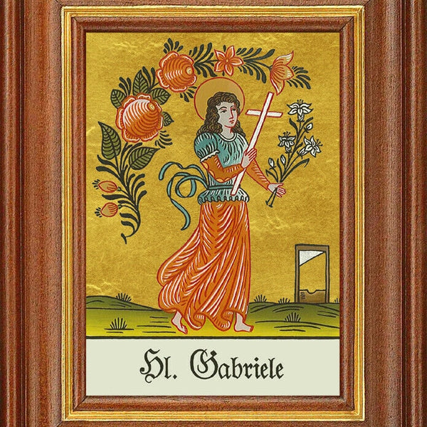 Hinterglasbild - heilige gabriele - patronatsbild taufe namenspatron 12,7x16