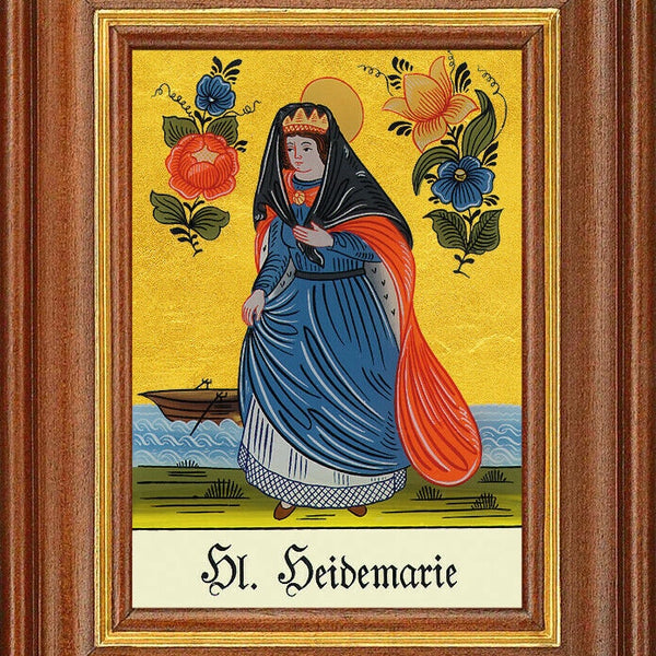 Hinterglasbild - heilige heidemarie - patronatsbild taufe namenspatron 12,7x16