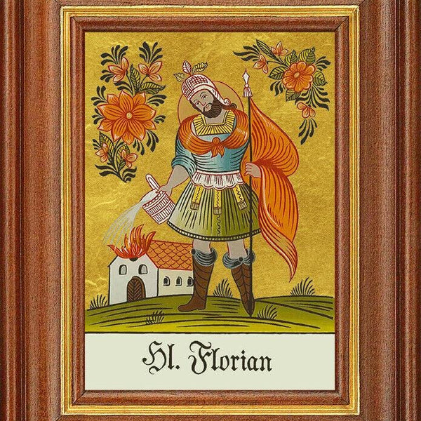 Hinterglasbild - heiliger florian - patronatsbild taufe namenspatron 12,7x16