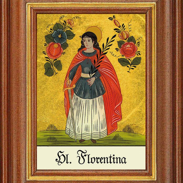 Hinterglasbild - heilige florentina - patronatsbild taufe namenspatron 12,7x16