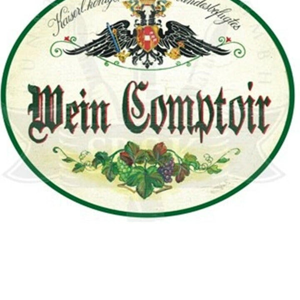 KuK Nostalgie Holzschild "Wein Comptoir" (Größe: 14x17)