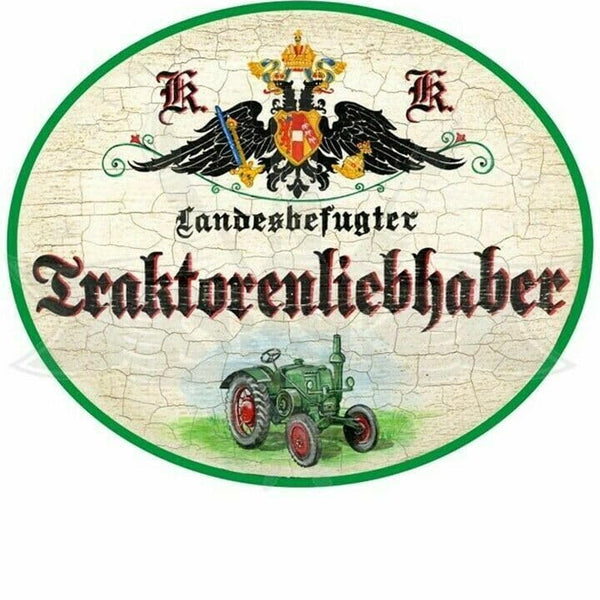 KuK Nostalgie Holzschild "Traktorenliebhaber" Traktor Schild (Größe: 14x17)
