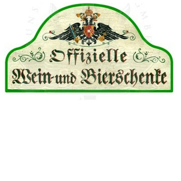 KuK Nostalgie Holzschild "Wein und Bierschenke" (Größe: 14x17)