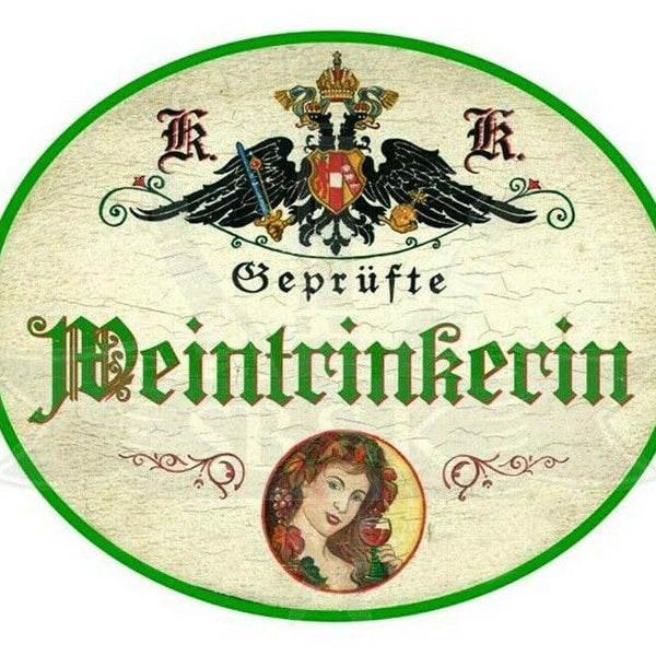 KuK Nostalgie Holzschild "Weintrinkerin" (Größe: 19x23)