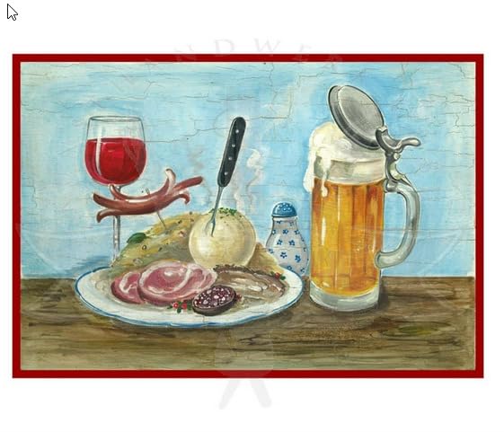 KuK Nostalgie Holzschild Bauernschmaus - Bier und Wein (Größe: 19x23)