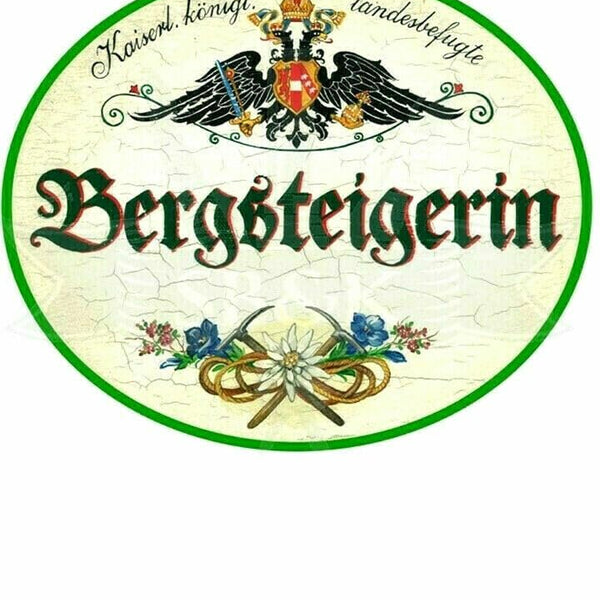 KuK Nostalgie Holzschild "BergsteigerIn" (Größe: 19x23)