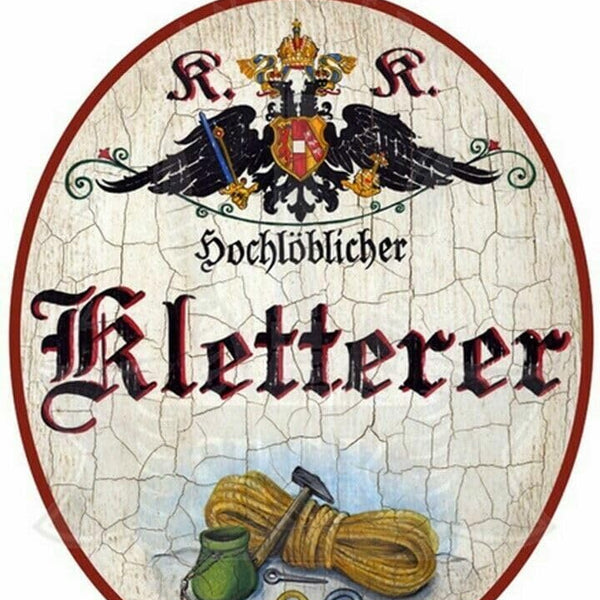 KuK Nostalgie Holzschild "Kletterer" (Größe: 19x23)