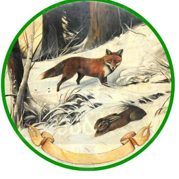 KuK Nostalgie Holzschild "Fuchs und Hase" (Größe: 19x23)