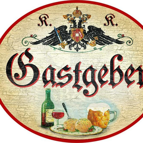 KuK Nostalgie Holzschild Gastgeber (Größe: 28x34)
