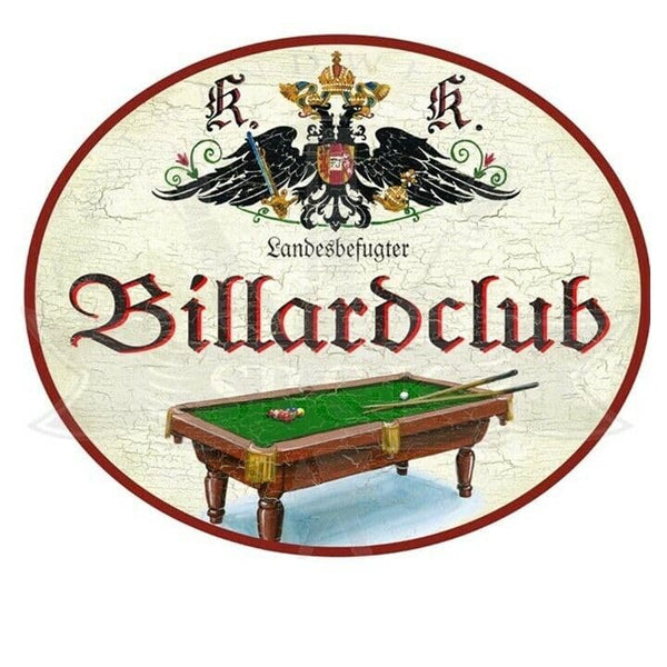 KuK Nostalgie Holzschild "Billardclub" (Größe: 19x23)